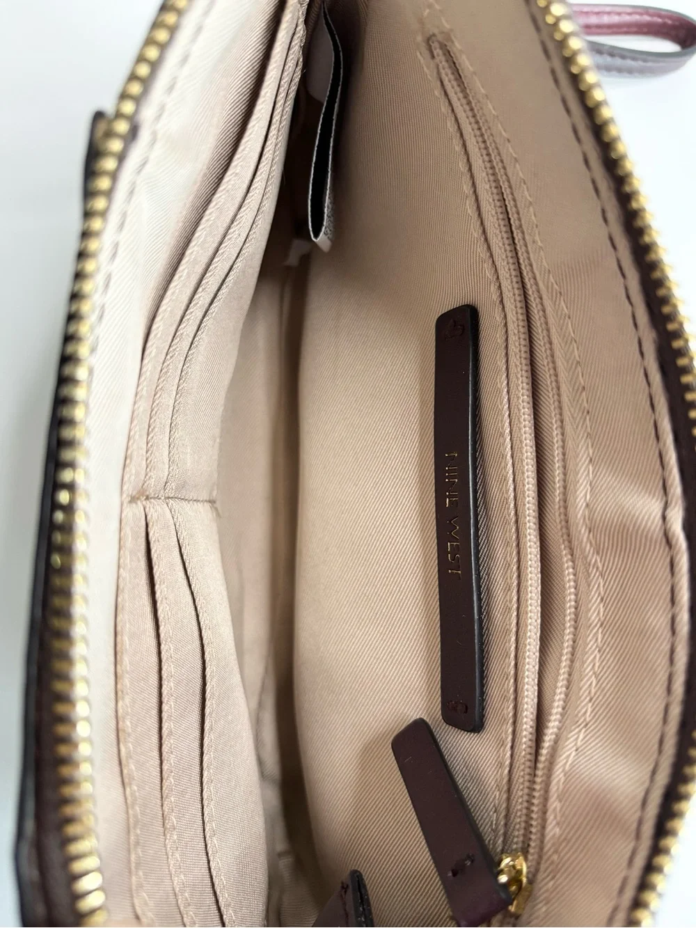 Nine West Wristlet Brown Patterned Wallet Clutch